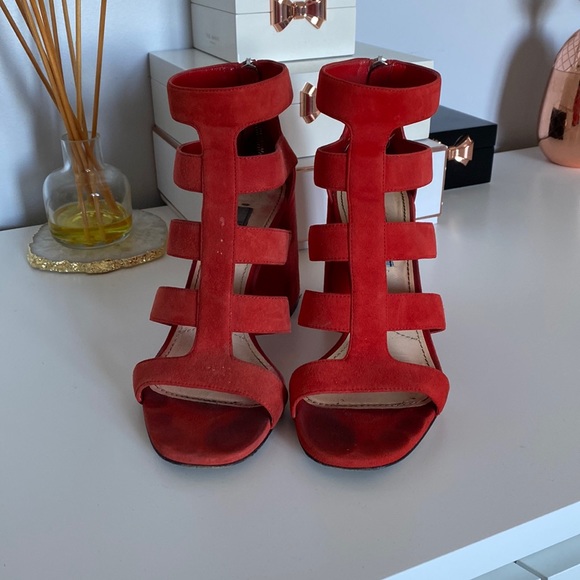 Prada Red Caged Block Heel - Picture 1 of 10